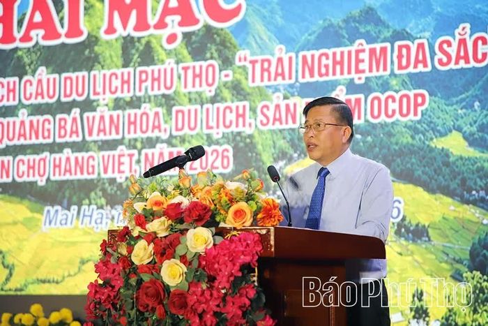 Phó Chủ tịch UBND tỉnh Đinh Công Sứ phát biểu tại chương trình.