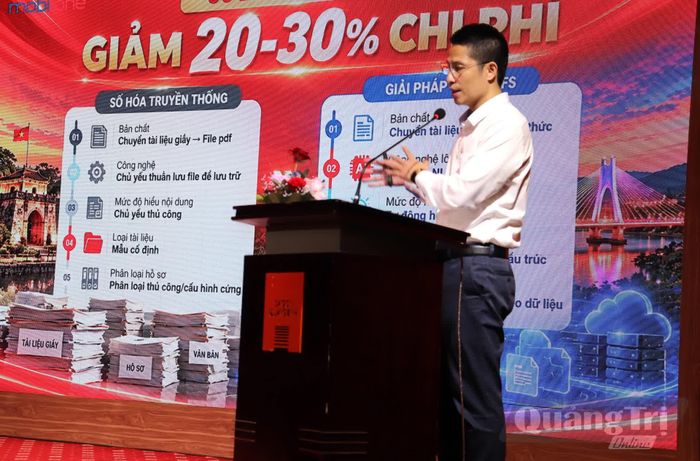 Đại diện doanh nghiệp trình bày tham luận tại hội thảo - Ảnh: L.T