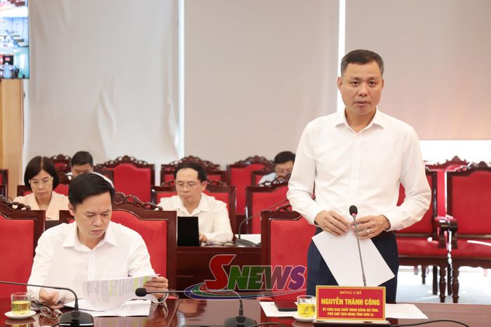 Đồng chí Nguyễn Thành Công, Phó Chủ tịch UBND tỉnh phát biểu tại cuộc làm việc.
