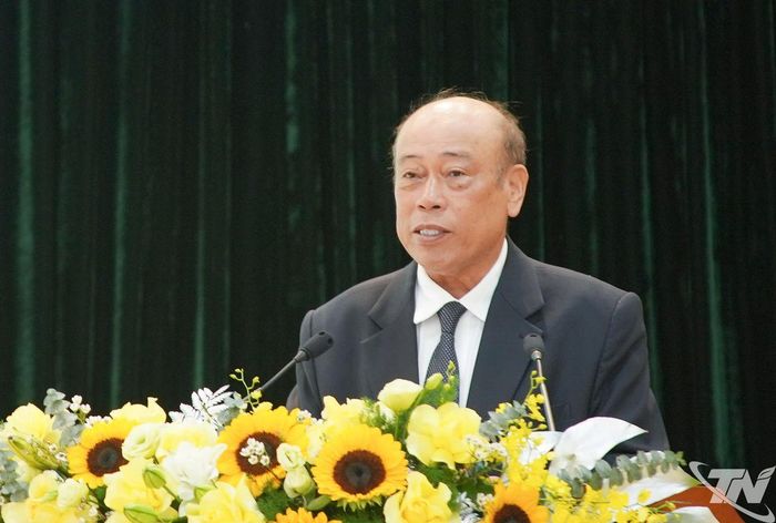 Ông Nguyễn Văn Thời, Chủ tịch Hiệp hội Doanh nghiệp tỉnh, phát biểu tại chương trình.
