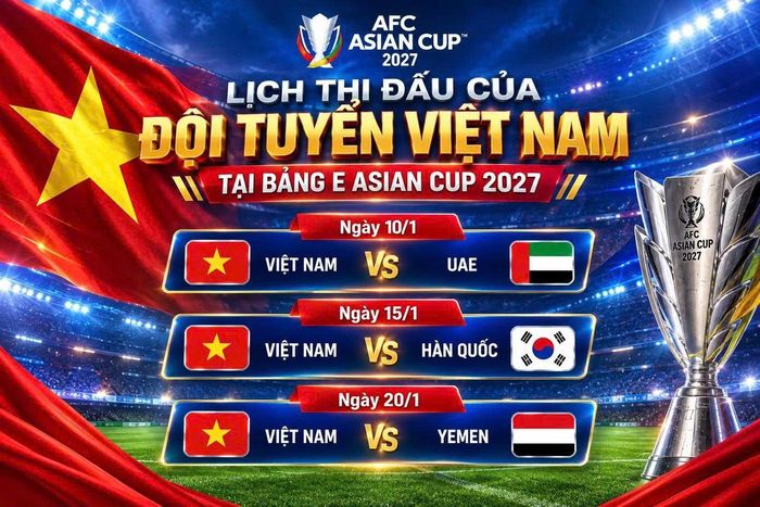 Lịch thi đấu của tuyển Việt Nam tại Asian Cup 2027. 
