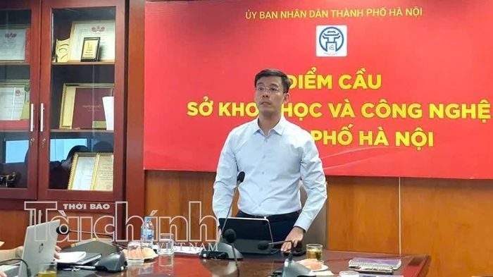 Giám đốc Sở Khoa học và Công nghệ Hà Nội Cù Ngọc Trang phát biểu tại hội nghị. Ảnh: Diệu Hoa
