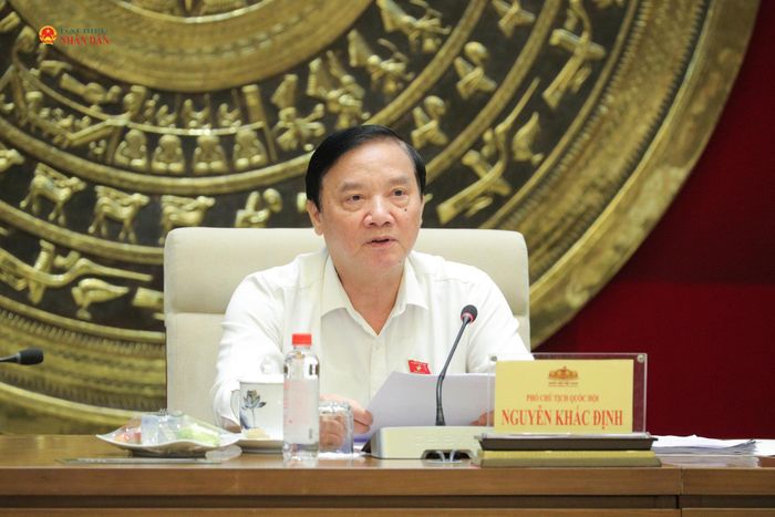 Phó Chủ tịch Quốc hội Nguyễn Khắc Định phát biểu tại cuộc họp