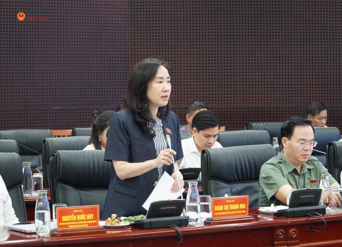 Phó Chủ nhiệm Ủy ban Kinh tế và Tài chính Đoàn Thị Thanh Mai phát biểu tại buổi làm việc