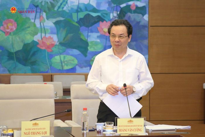 Phó Chủ tịch Hội khoa học kinh tế Việt Nam Hoàng Văn Cường phát biểu tại tọa đàm. Ảnh: Đắc Trường