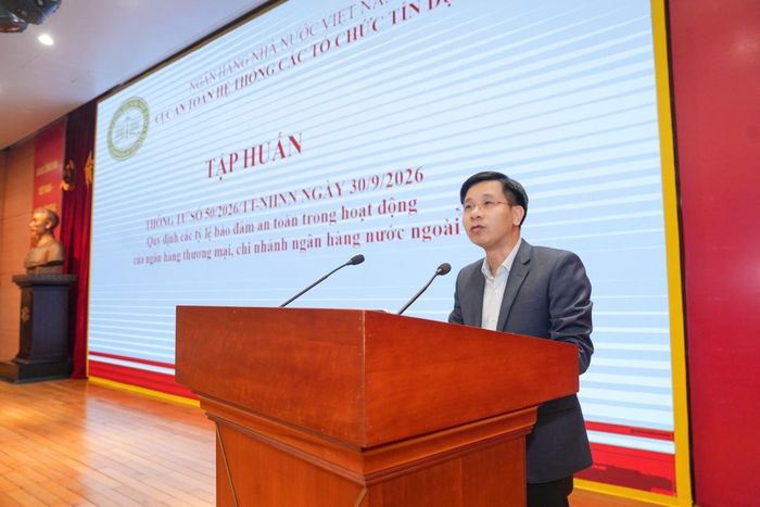 Ông Nguyễn Đức Long - Cục trưởng Cục An toàn hệ thống các tổ chức tín dụng phát biểu khai mạc tại Hội nghị