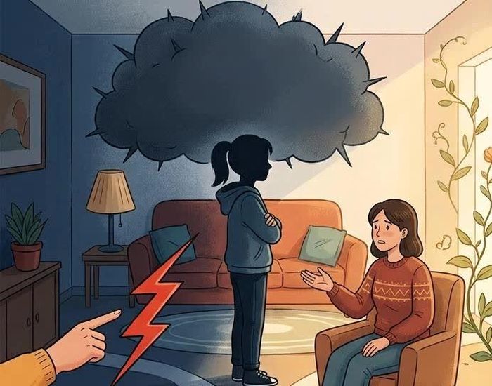 Phản ứng đầu tiên của cha mẹ quyết định cuộc trò chuyện có mở ra hay không. Ảnh do AI tạo