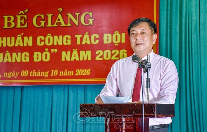  Phó Hiệu trưởng Trường Chính trị tỉnh Phạm Thanh Tâm phát biểu bế giảng lớp tập huấn.