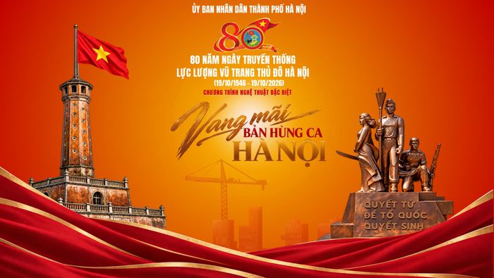 Chương trình nghệ thuật đặc biệt “80 năm - Vang mãi bản hùng ca Hà Nội”, diễn ra tối 10/10 tại vườn hoa Đền Bà Kiệu, phường Hoàn Kiếm (Hà Nội). Ảnh: BTC
