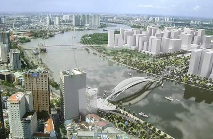 Phối cảnh cây cầu đi bộ bắc qua sông Sài Gòn