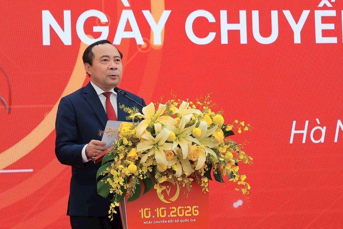 Bộ trưởng Bộ Khoa học và Công nghệ Vũ Hải Quân phát biểu tại buổi lễ.