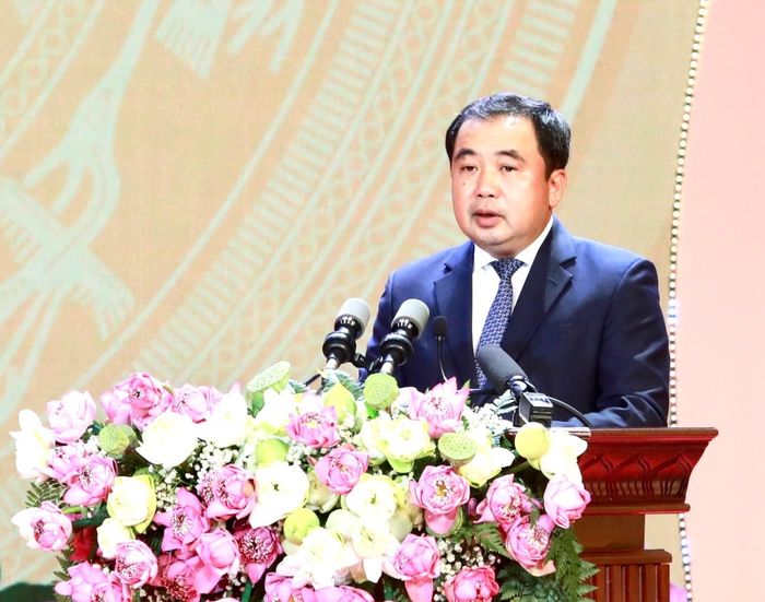 Bí thư Thành ủy Hà Nội Trần Đức Thắng phát biểu tại hội nghị. Ảnh: Thành Thái