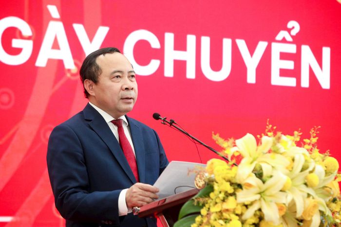 Bộ trưởng Bộ Khoa học và Công nghệ Vũ Hải Quân phát biểu tại Lễ kỷ niệm hưởng ứng Ngày Chuyển đổi số quốc gia. Ảnh: PV