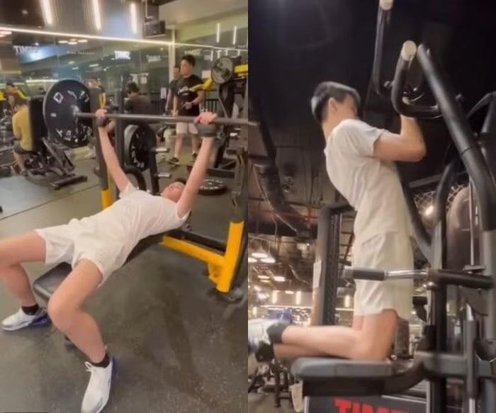 Anh Khôi duy trì thói quen tập gym để tăng chiều cao.