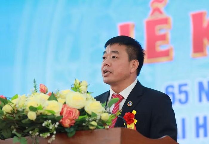 PGS.TS Nguyễn Duy Quyết, Bí thư Đảng ủy, Hiệu trưởng Trường Đại học Sư phạm Thể dục Thể thao Hà Nội phát biểu tại buổi lễ