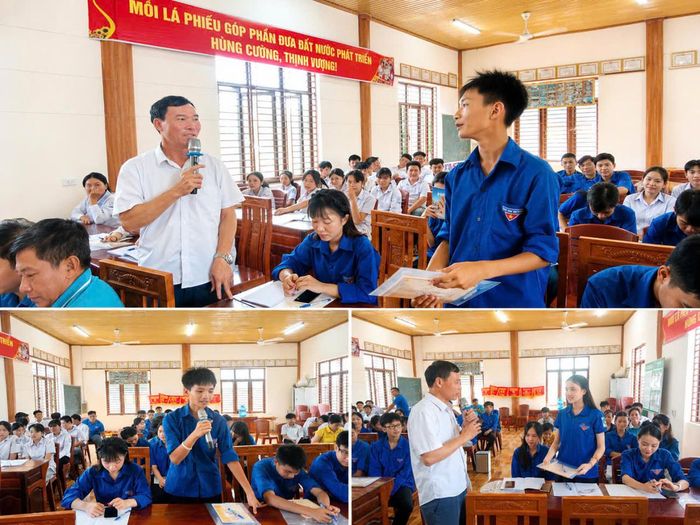 Hội nghị tập huấn thu hút đông đảo đoàn viên, thanh niên xóm Mồn và xóm Gày tham gia với nhiều câu hỏi thiết thực.