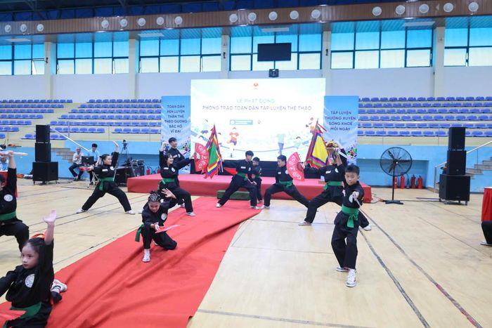 VĐV biểu diễn võ cổ truyền tại chương trình. Ảnh: NT.