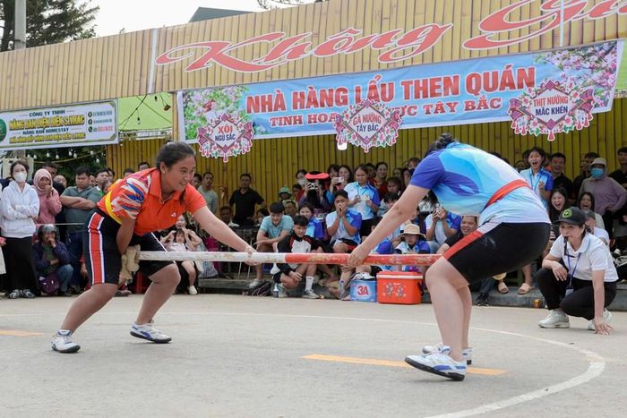 Các vận động viên tranh tài môn đẩy gậy