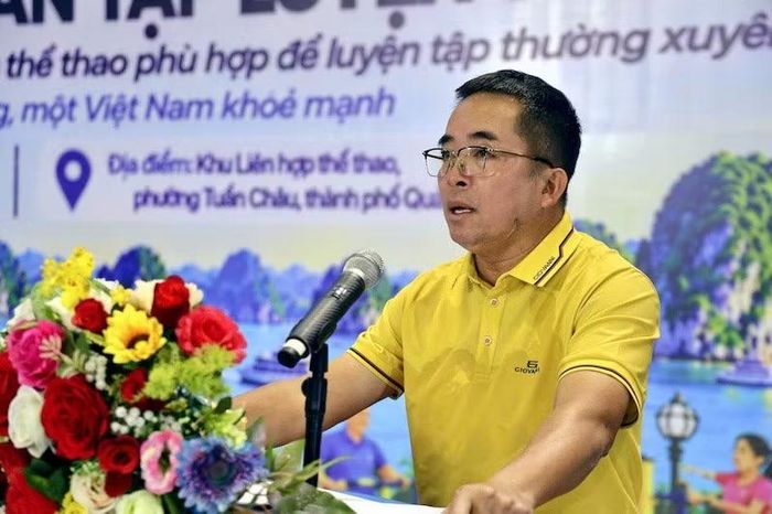 Ông Nguyễn Thanh Tùng, Phó Giám đốc Sở Văn hóa, Thể thao và Du lịch Quảng Ninh phát biểu tại sự kiện. (Ảnh QUANG THỌ)