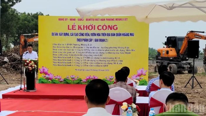 Dự án xây dựng, cải tạo công viên, vườn hoa trên địa bàn quận Hoàng Mai theo phân cấp (giai đoạn 2) được khởi công chiều 10/10 thiết thực kỷ niệm 72 năm Ngày Giải phóng Thủ đô (10/10/1954-10/10/2026).