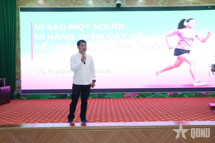 Ông Nguyễn Tử Anh, Tổng giám đốc Nexus Sport Events phát biểu tại sự kiện. 