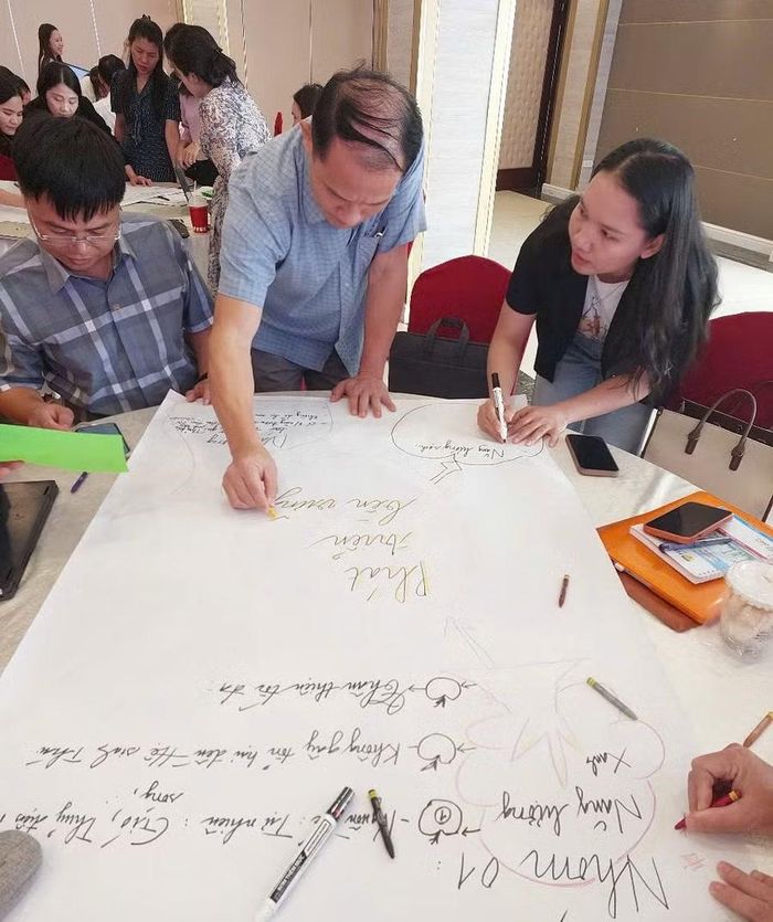 Một hoạt động nhóm trong chương trình tập huấn giáo dục năng lượng sạch, năng lượng tái tạo cho cán bộ quản lý, giáo viên cốt cán các trường THPT, trung tâm GDNN–GDTX cùng học sinh, học viên trên địa bàn tỉnh Hà Tĩnh.