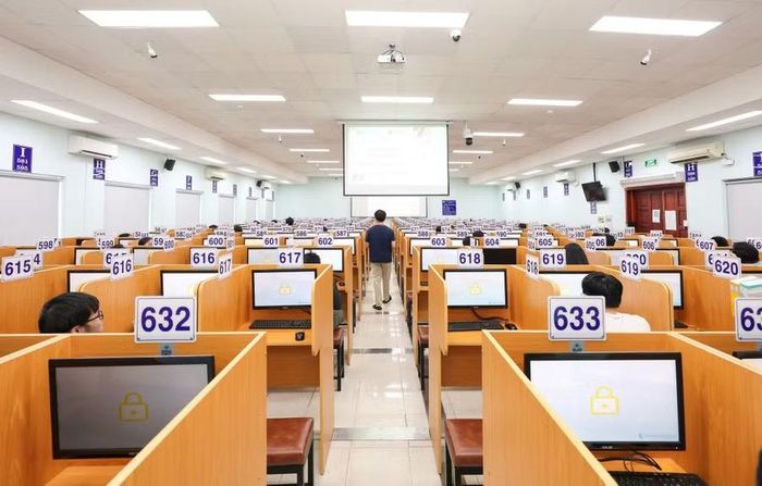 Phòng thi tại Trường Đại học Y khoa Phạm Ngọc Thạch. Ảnh: FBNT.