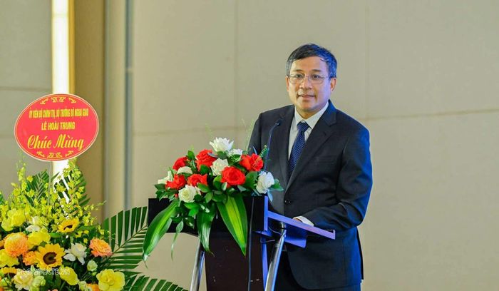 Thứ trưởng Thường trực Bộ Ngoại giao Nguyễn Minh Vũ phát biểu tại buổi lễ. (Ảnh: Nguyễn Hồng)