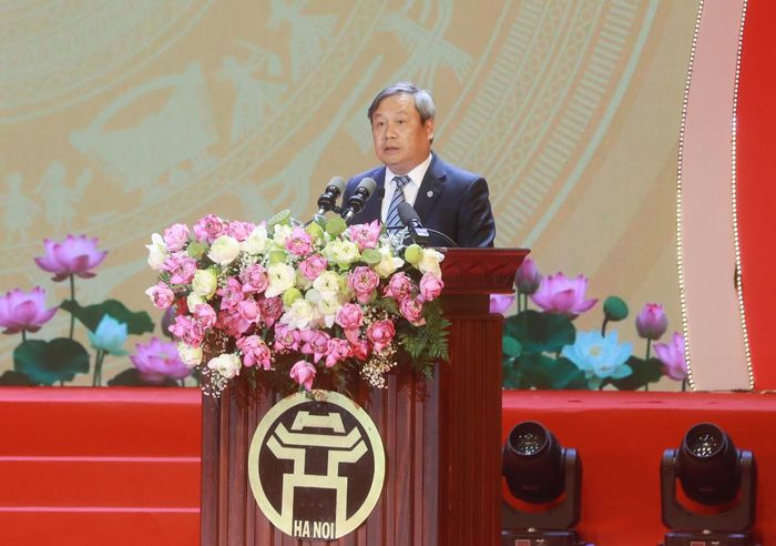 Chủ tịch UBND TP Hà Nội Vũ Đại Thắng phát biểu tại hội nghị.