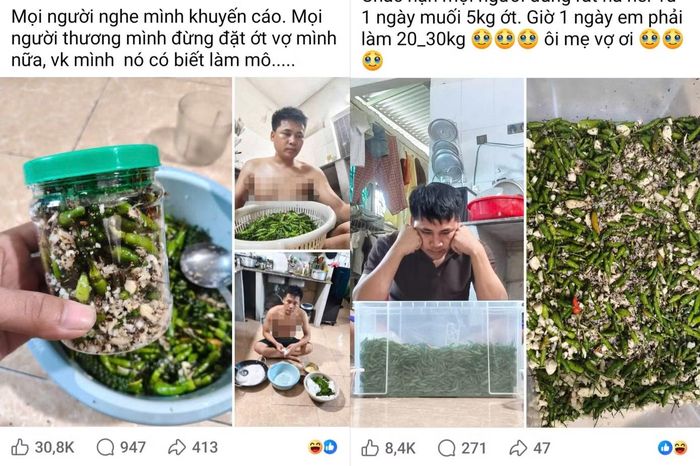 Bài đăng của anh Hùng thu hút sự chú ý của cộng đồng mạng, kéo theo lượng đơn đặt mua ớt muối tăng đột biến.
