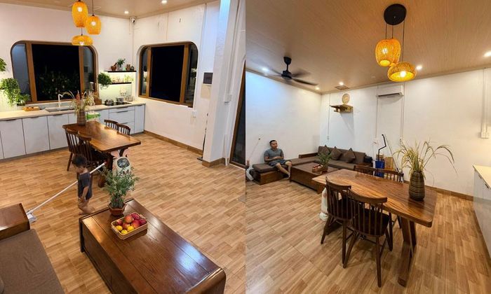 Phòng khách thông với bếp 