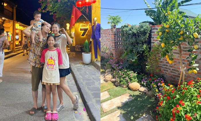 Sân vườn sẽ được vợ chồng chị bài trí thêm trong thời gian tới 