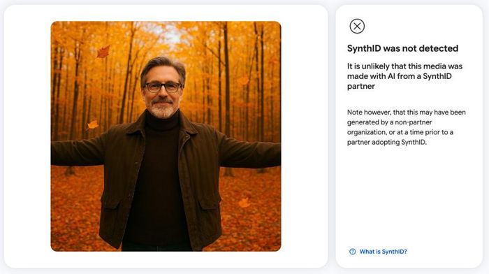 Dù vậy, với ảnh tạo bằng Apple PlayGround sử dụng mô hình ChatGPT, Google SynthID Detector lại thất bại. Ảnh: Cnet