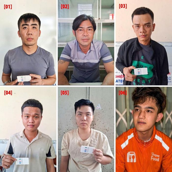 6 đối tượng Thanh, Cường, Khải, Định, Thảo và Nguyễn Đức Cường. Ảnh: Công an TP Cần Thơ 