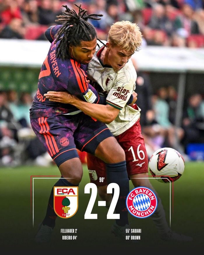 Bayern thoát thua Augsburg nhờ cú đúp kiến tạo của Harry Kane - Ảnh: FCBM