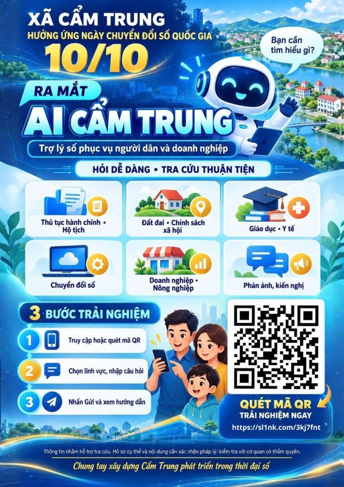 Cẩm Trung triển khai mô hình “Chatbox AI - Cẩm Trung - Trợ lý số phục vụ người dân và doanh nghiệp” (ảnh: xã Cẩm Trung cung cấp).