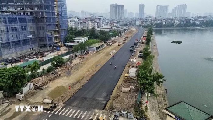 Đoạn tuyến Nguyễn Trãi-Đầm Hồng thông xe kỹ thuật ngày 10/10. (Ảnh: Trần Việt/TTXVN)
