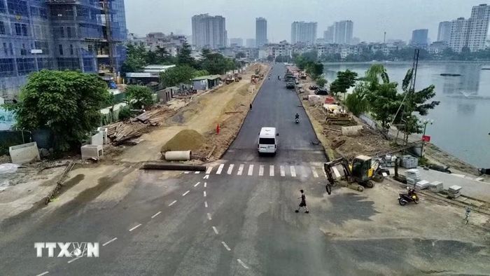 Đoạn tuyến Nguyễn Trãi-Đầm Hồng thông xe kỹ thuật ngày 10/10. (Ảnh: Trần Việt/TTXVN)