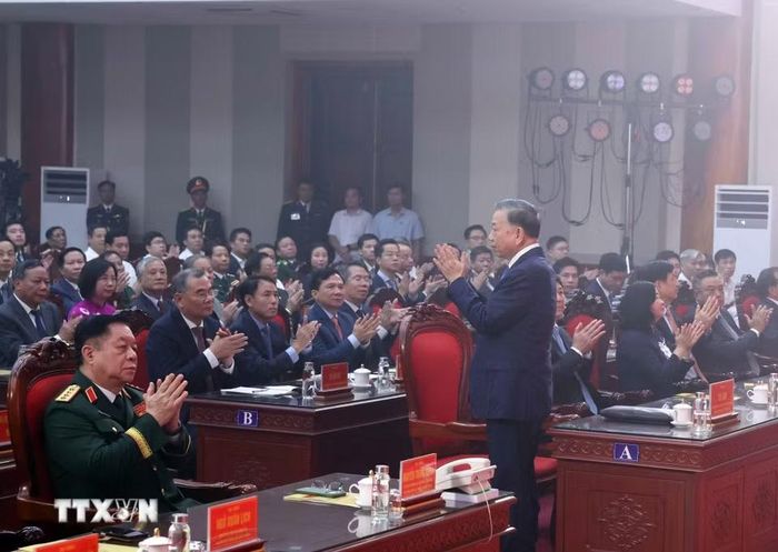 Tổng Bí thư, Chủ tịch nước Tô Lâm và các đại biểu tại lễ kỷ niệm. (Ảnh: Thống Nhất/TTXVN)