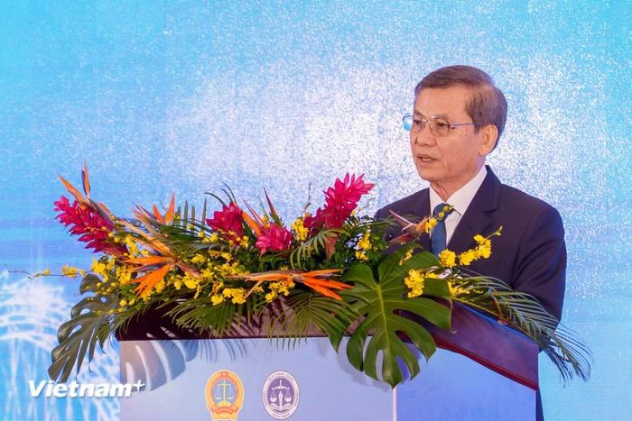Ông Lê Minh Trí, Ủy viên Bộ Chính trị, Trưởng Ban Nội chính Trung ương phát biểu tại Diễn đàn. (Ảnh: Thanh Phong/Vietnam+)