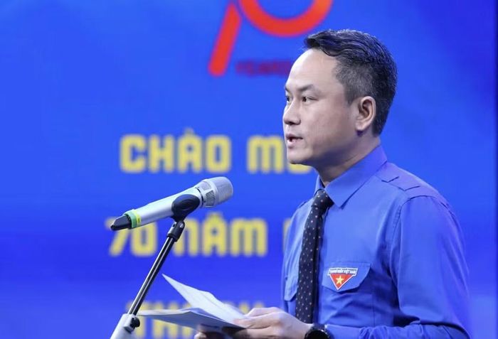 Bí thư Trung ương Đoàn Nguyễn Kim Quy phát biểu tại sự kiện. (Ảnh: Vietnam+)