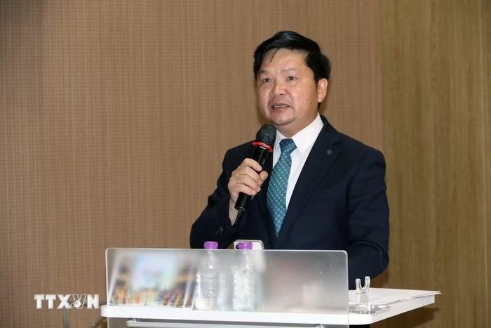 Tham tán Nguyễn Đình Dũng -Thay mặt Đại sứ quán Việt Nam tại Hàn Quốc, tham dự và phát biểu tại sự kiện. (Ảnh: Trường Giang/TTXVN)
