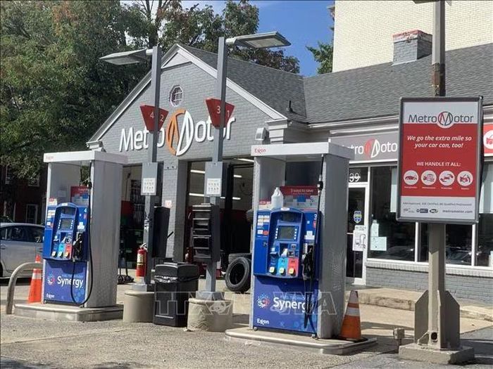 Một trạm xăng ở trung tâm thủ đô Washington, D.C. Ảnh: Ngọc Quang - PV TTXVN tại Mỹ