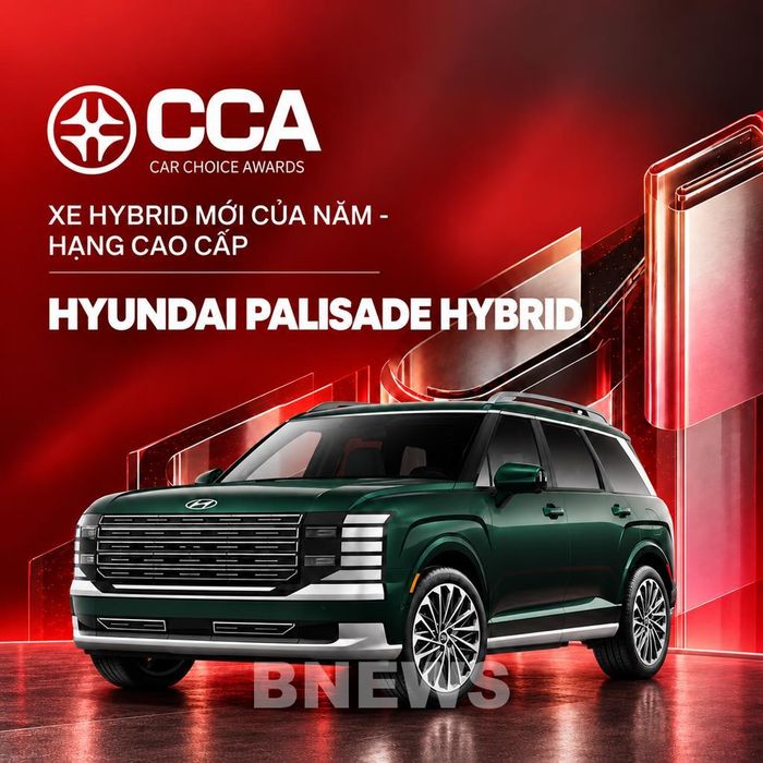 Hyundai Palisade Hybrid đã ghi dấu ấn tại Car Choice Awards 2026 ở hạng mục “Xe Hybrid mới của năm - Hạng cao cấp” ghi nhận những giá trị đặc trưng của dòng xe SUV đầu bảng, với diện mạo bề thế, thiết kế sang trọng, không gian rộng rãi và những công nghệ tiên tiến