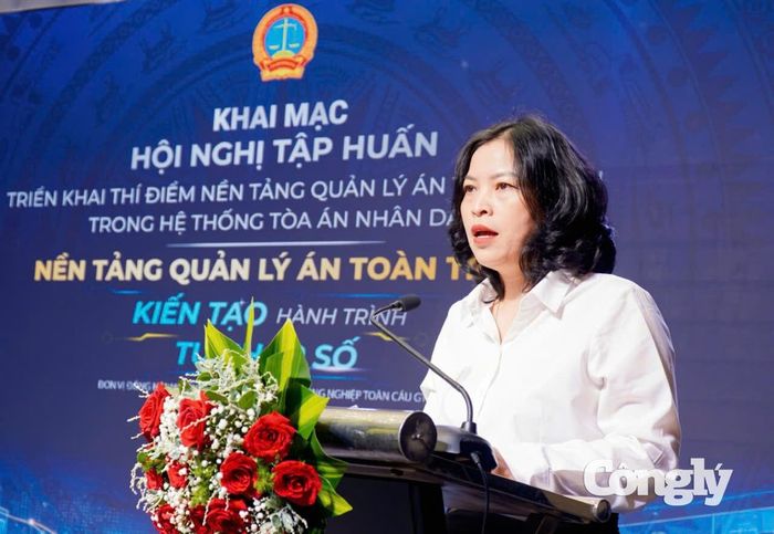 Bà Chu Thị Thu Hiền – Phó Cục trưởng Cục Công nghệ thông tin phát biểu.