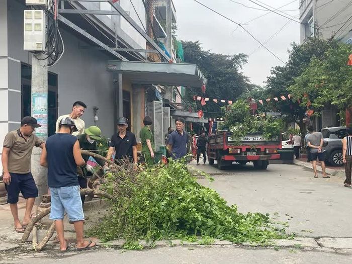 Người dân trên đường Dương Vân Nga, phường Hàm Rồng tự nguyện dọn dẹp cây cảnh trên vỉa hè.