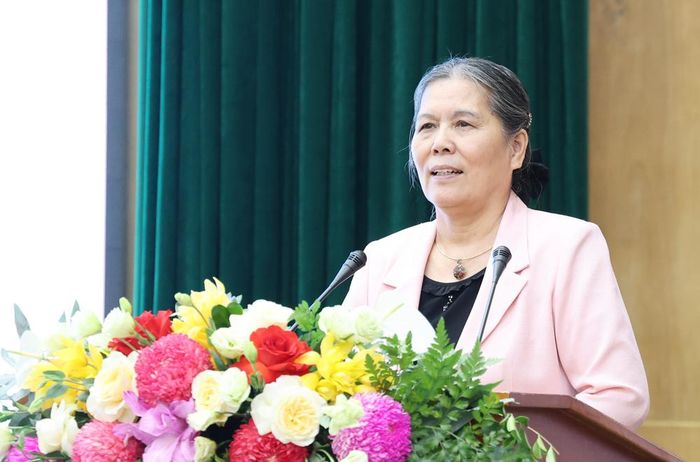  Đồng chí Nguyễn Thị Thanh Hòa phát biểu tại chương trình. 
