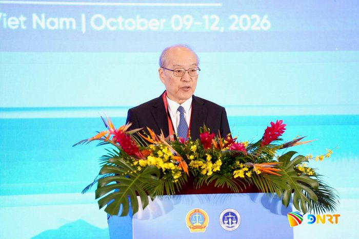 Chánh án Tòa án nhân dân tối cao Trung Quốc Trương Quân phát biểu tại diễn đàn. Ảnh: T.CÔNG