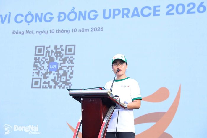 Bà Lê Nguyệt Minh, đại diện Công ty Herbalife Việt Nam phát biểu tại lễ phát động. Ảnh: Huy Anh