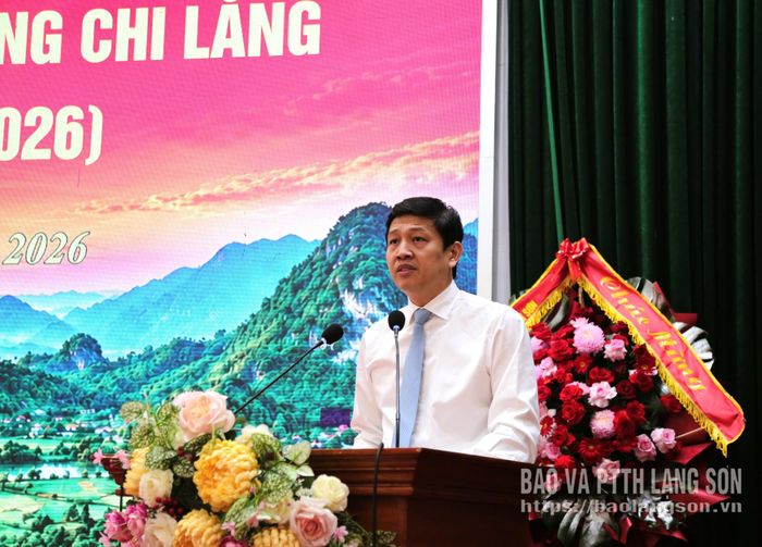Đồng chí Vũ Hoàng Anh, Phó Bí thư Tỉnh ủy, Chủ tịch Ủy ban MTTQ Việt Nam tỉnh phát biểu tại chương trình